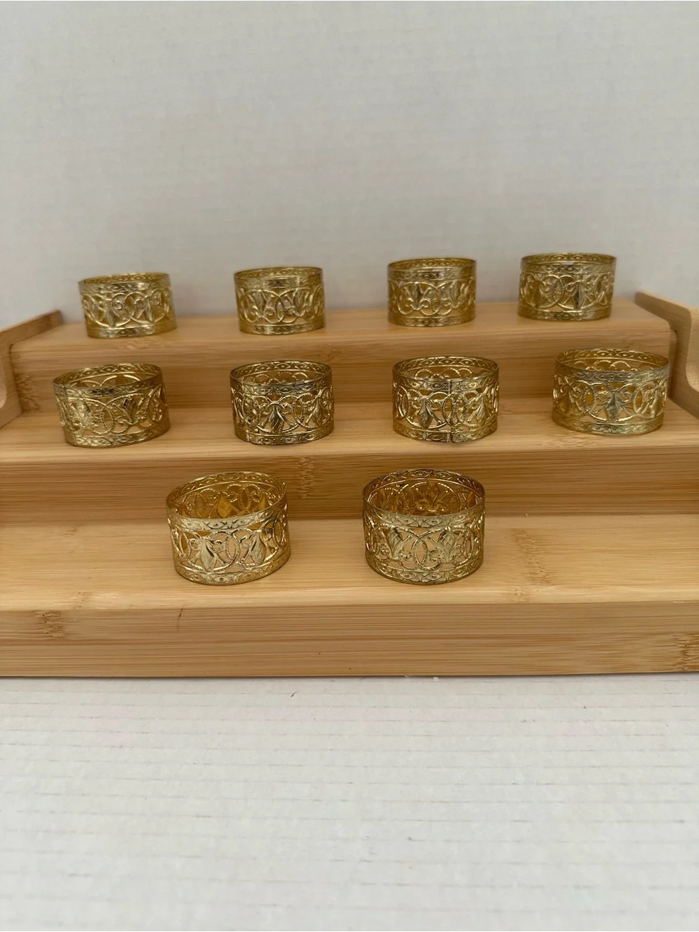 Vintage Fleur De Lis Gold Filigree Napkin Rings - Set of 10 #4